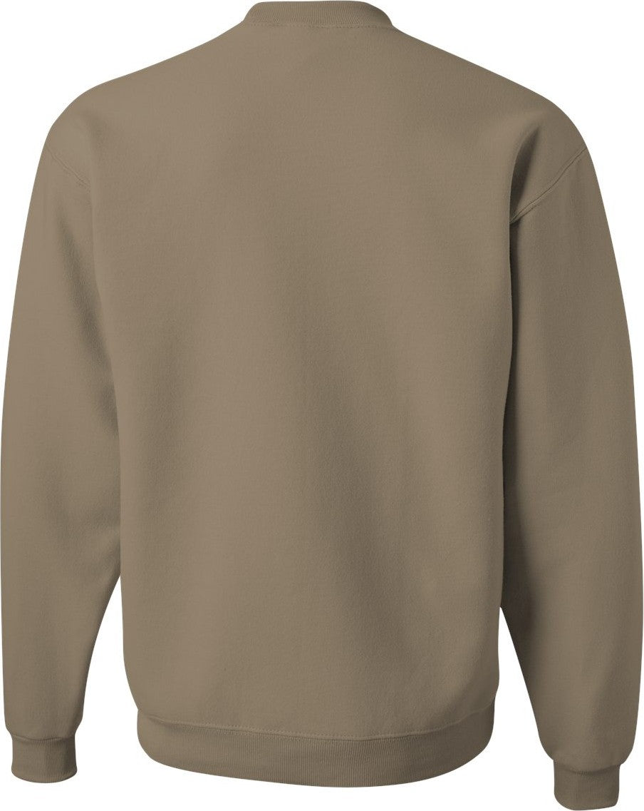 Rear View of Khaki NuBlend® Crewneck Sweatshirt - 562MR
