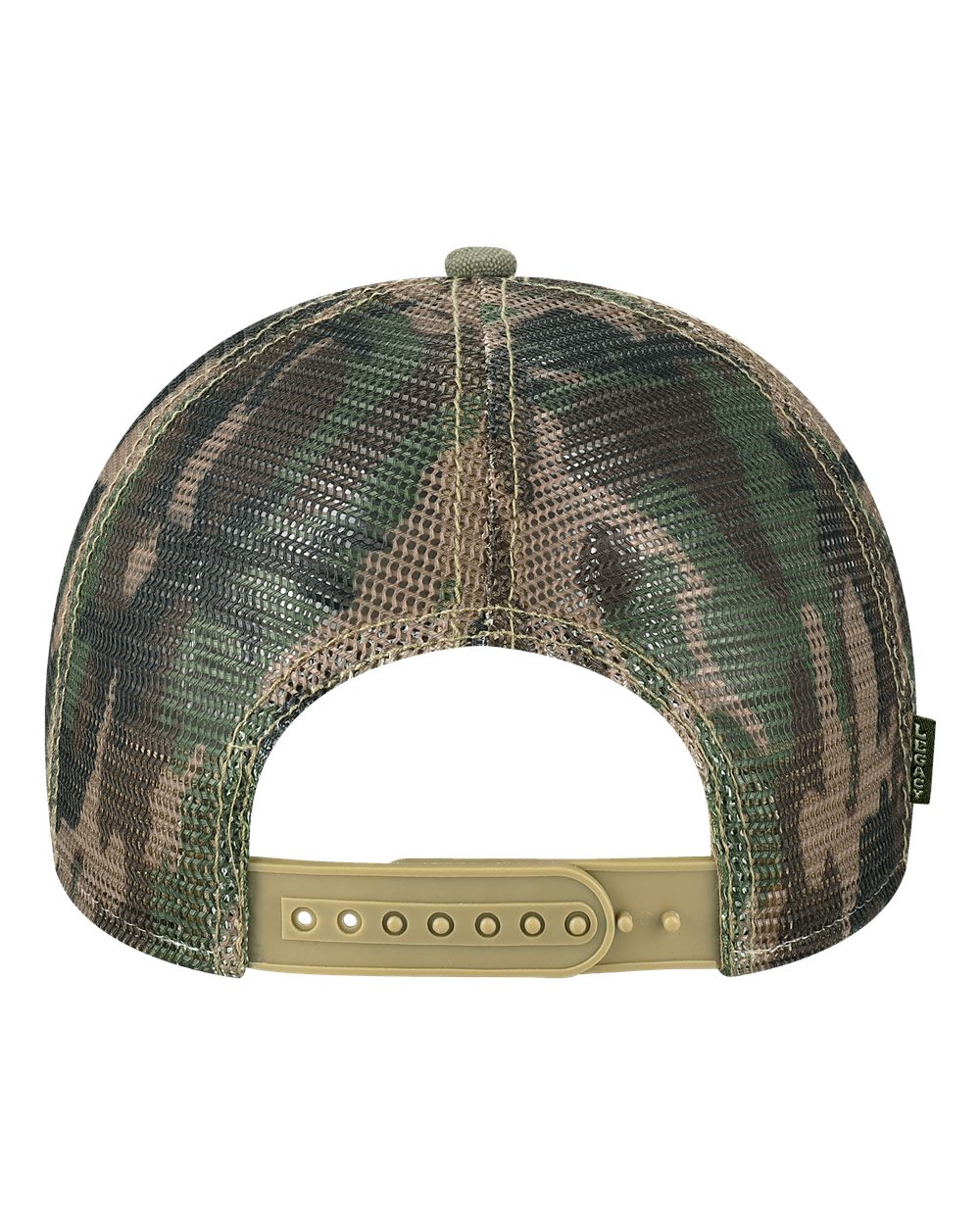 Rear View of Khaki/ Sage/ Camo Mesh Mid-Pro Snapback Trucker Cap - MPS