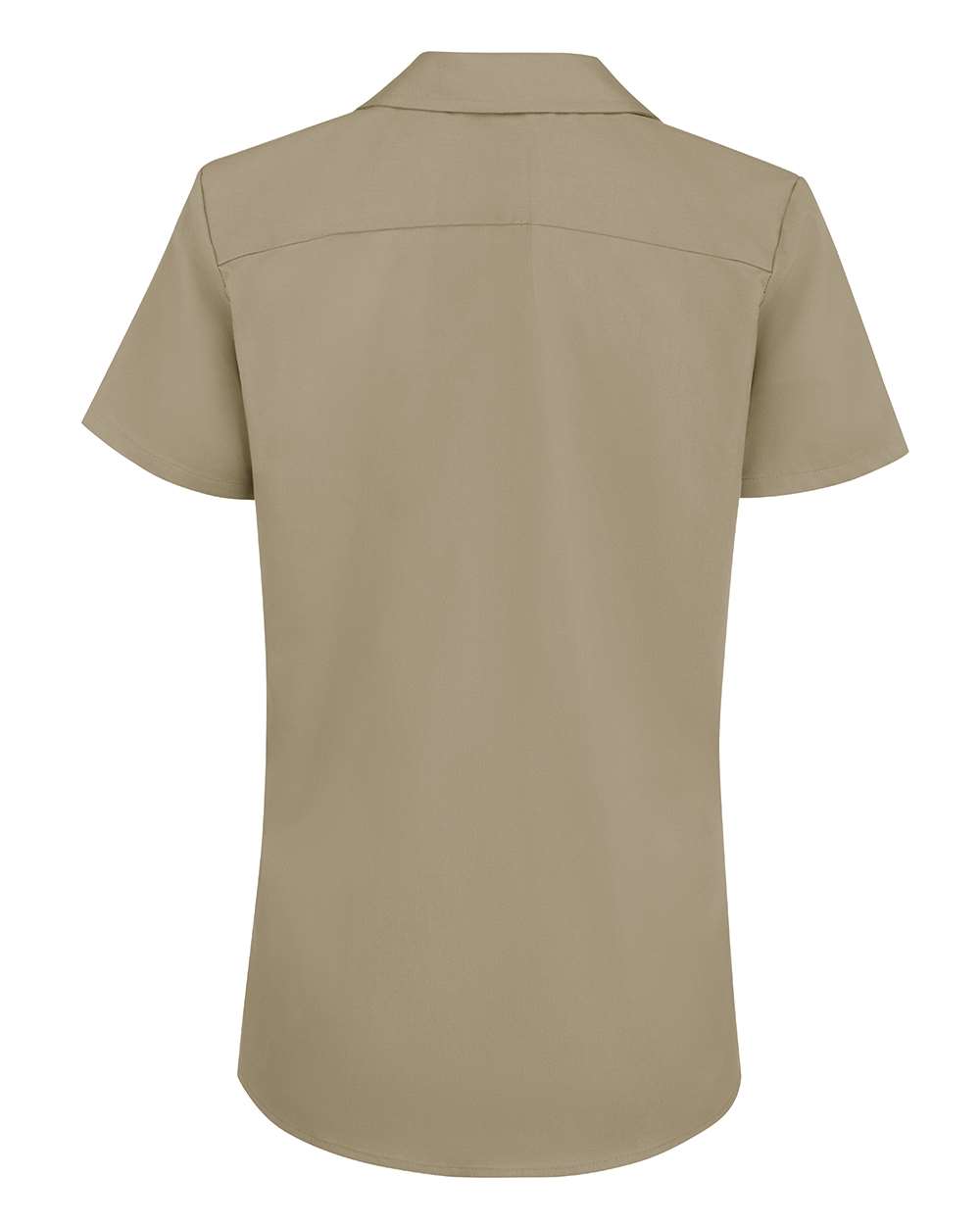 Rear View of Khaki Women's Short Sleeve Work Shirt - FS57