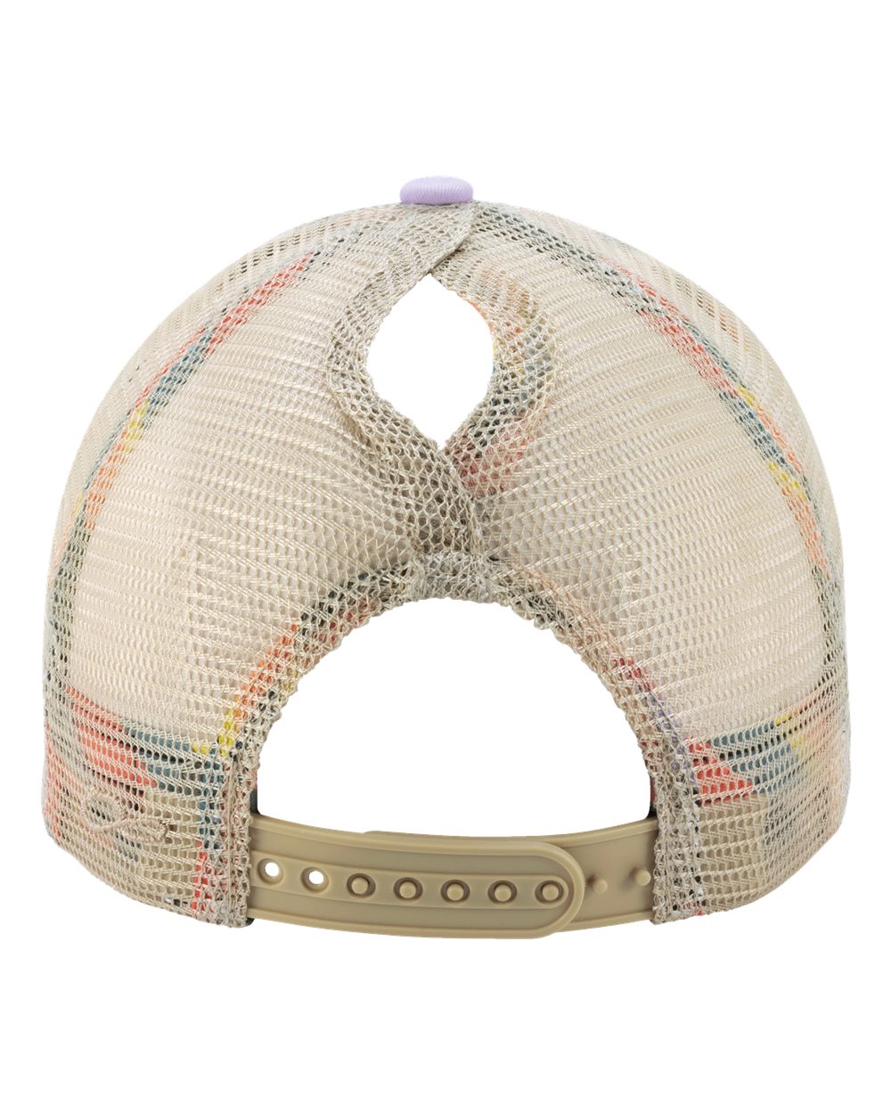 Rear View of Lavender/ Stripes Women's Washed Mesh-Back Cap - TESS