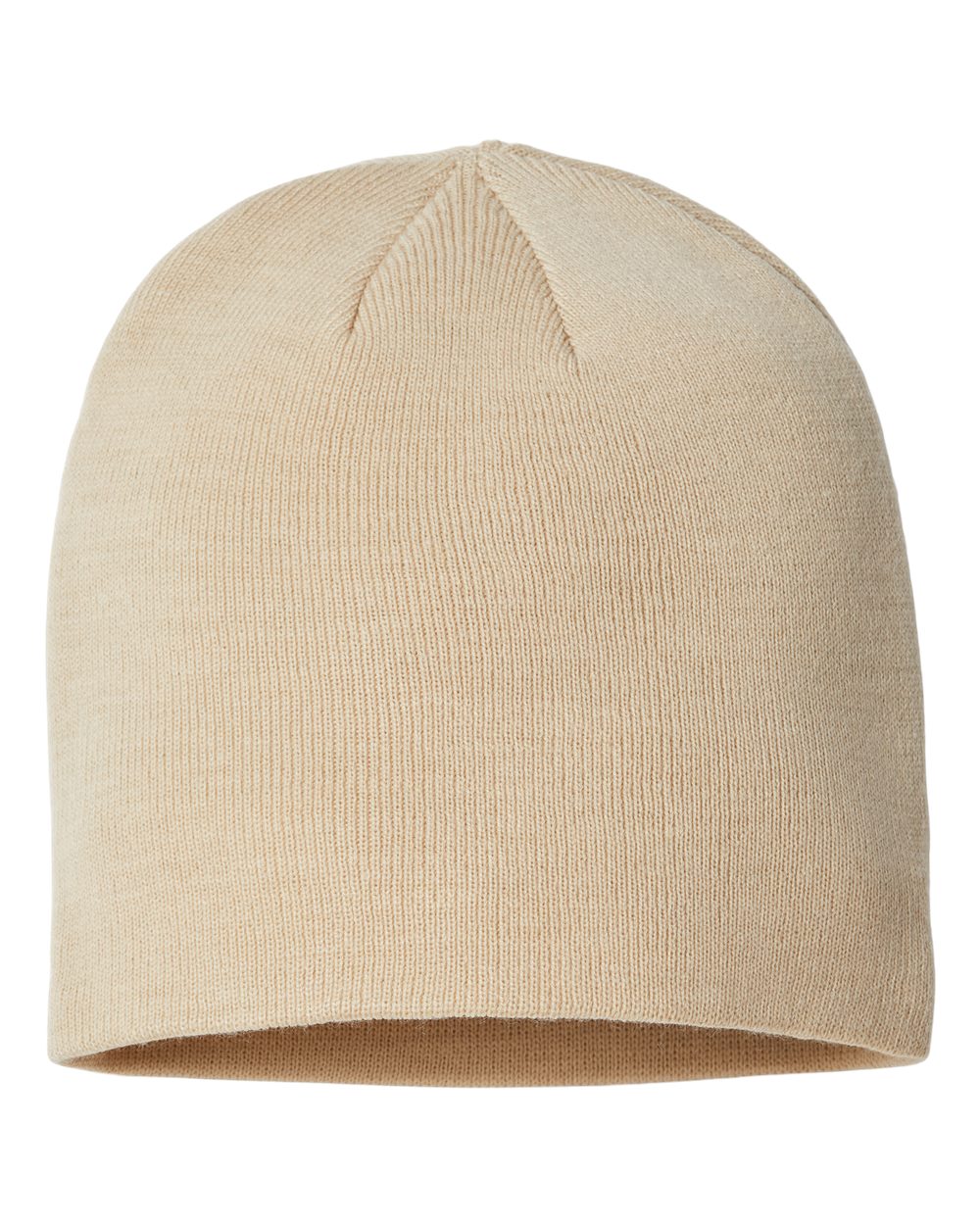 Rear View of Light Beige Sustainable Beanie - HOLLY