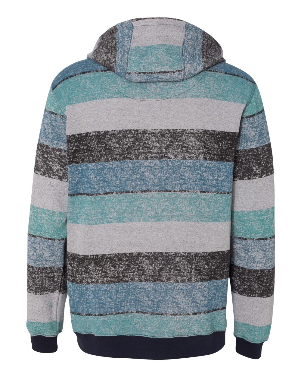 Rear View of Light Blue/ Black Printed Stripes Fleece Sweatshirt - 8603