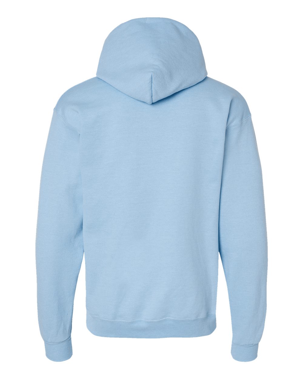 Rear View of Light Blue Ecosmart® Hooded Sweatshirt - P170