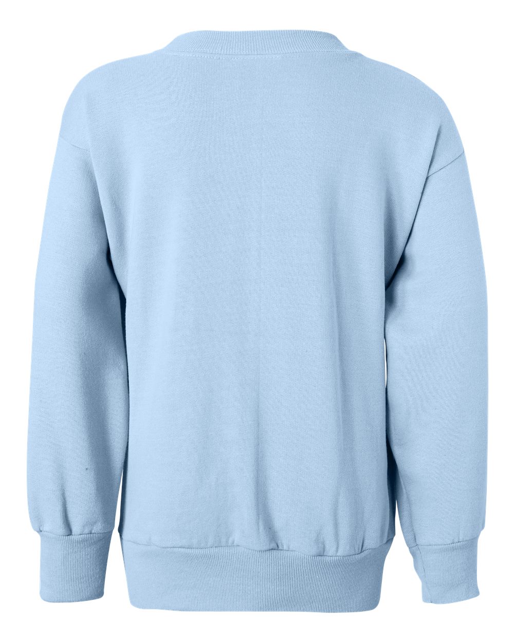 Rear View of Light Blue Ecosmart® Youth Crewneck Sweatshirt - P360