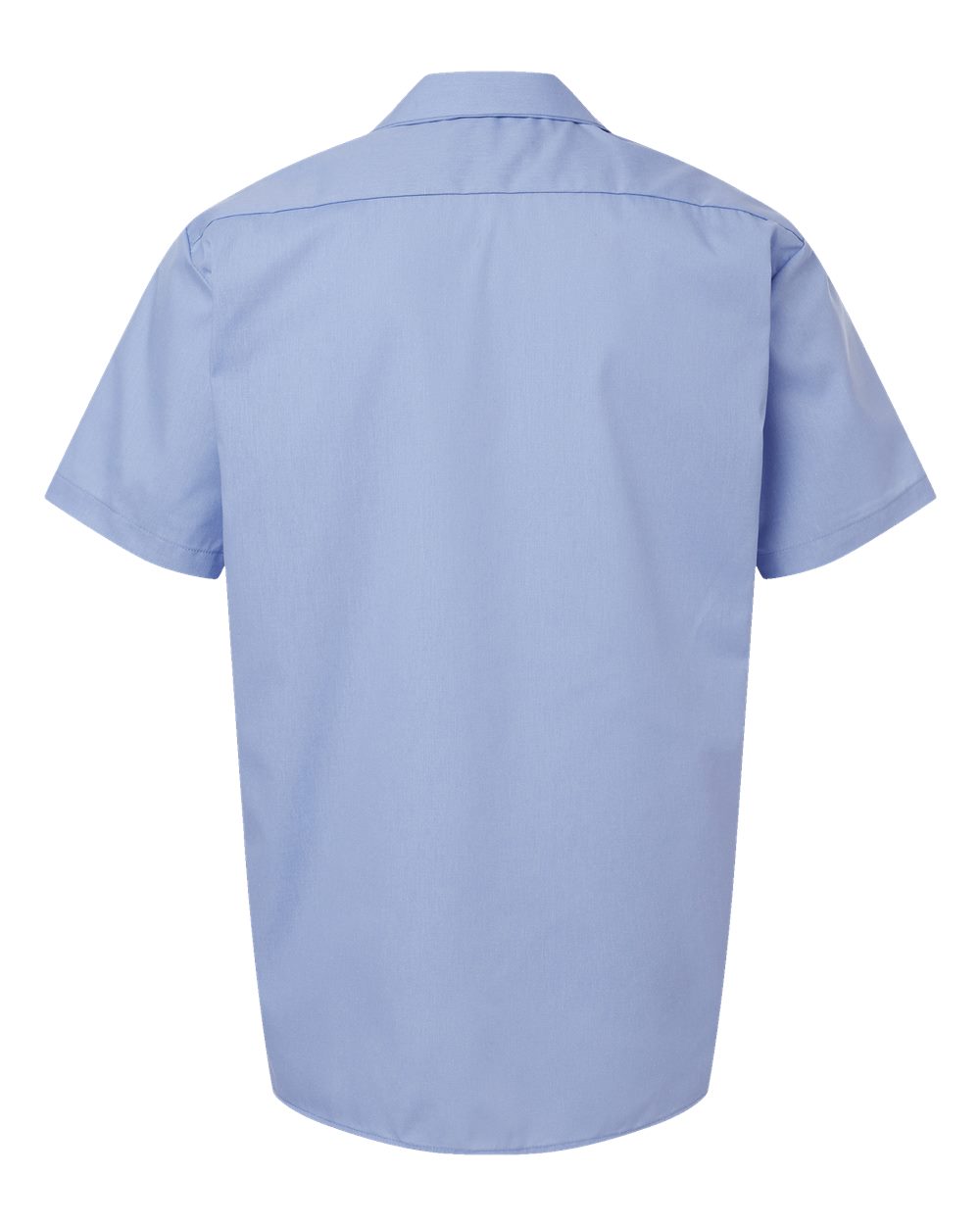 Rear View of Light Blue Industrial Short Sleeve Work Shirt - Tall Sizes - S535T