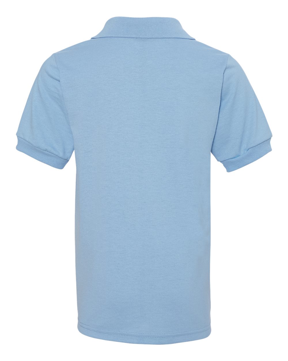 Rear View of Light Blue SpotShield® Youth 50/50 Polo - 437YR