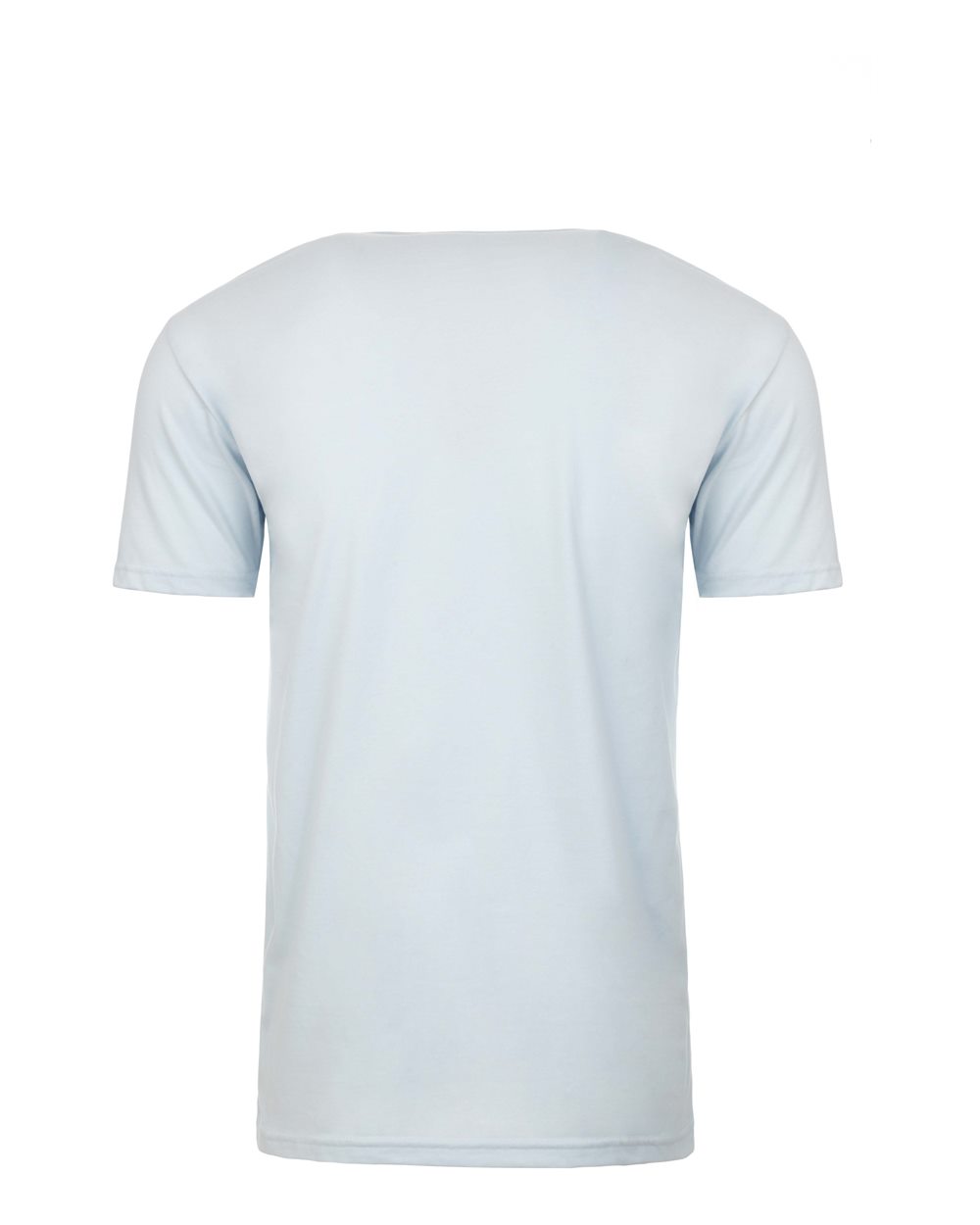 Rear View of Light Blue Sueded V-Neck T-Shirt - 6440
