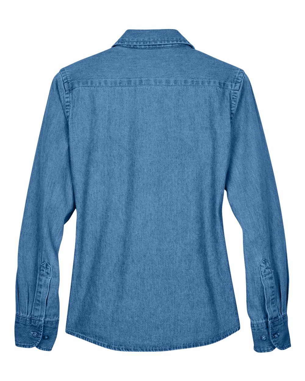 Rear View of Light Denim Women's Long Sleeve Denim Shirt - M550W