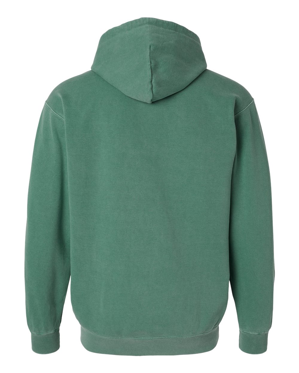 Rear View of Light Green Garment-Dyed Hooded Sweatshirt - 1567