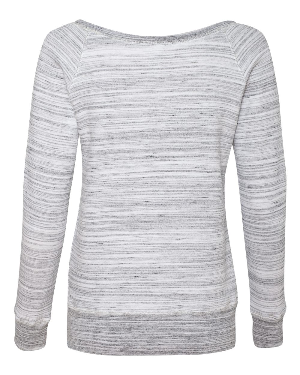 Rear View of Light Grey Marble Women’s Sponge Fleece Wide Neck Sweatshirt - 7501