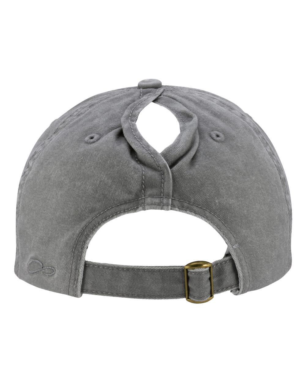 Rear View of Light Grey/ Polka Dots Women's Pigment-Dyed with Fashion Undervisor Cap - CASSIE