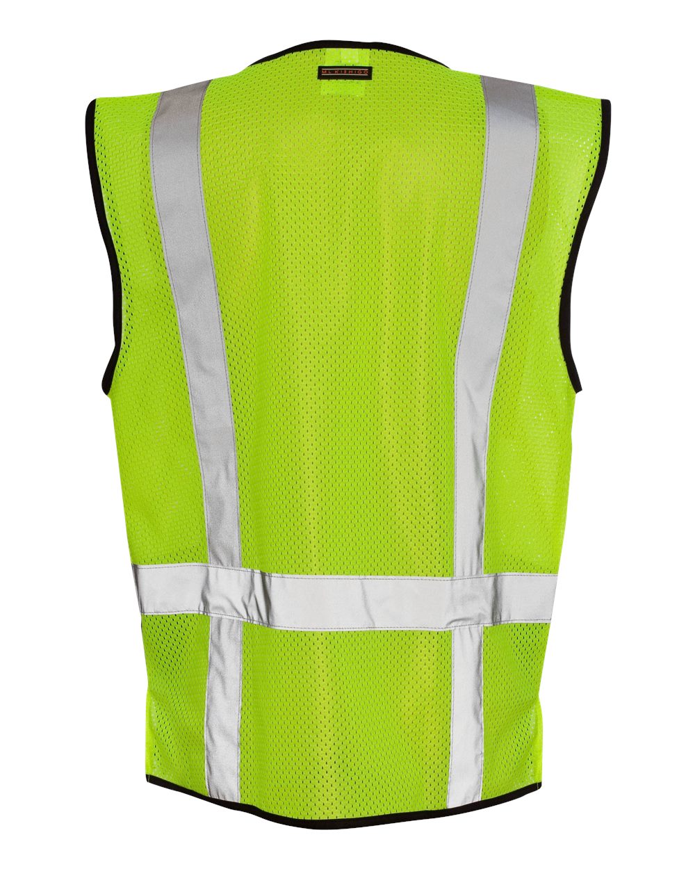 Rear View of Lime Black Bottom Mesh Class 2 Vest - 1509