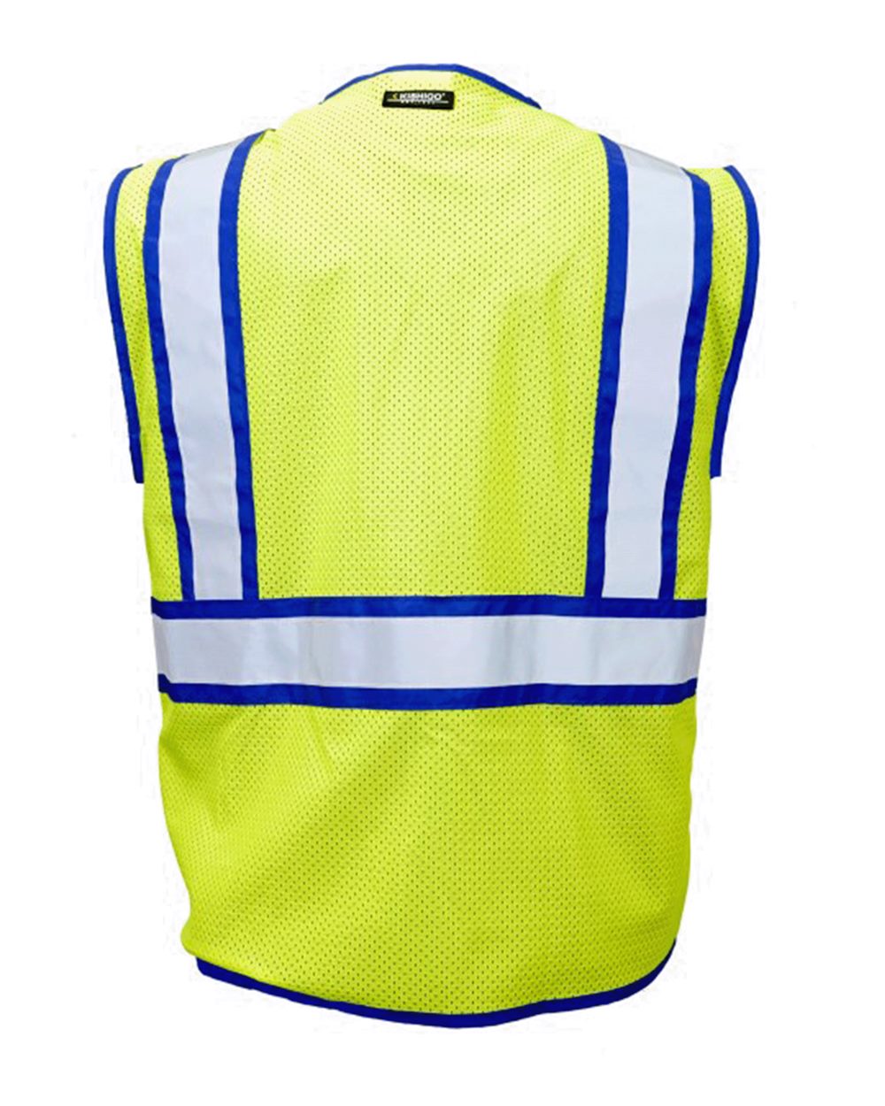 Rear View of Lime/ Blue Standard Contrast Vest - 1595-1598