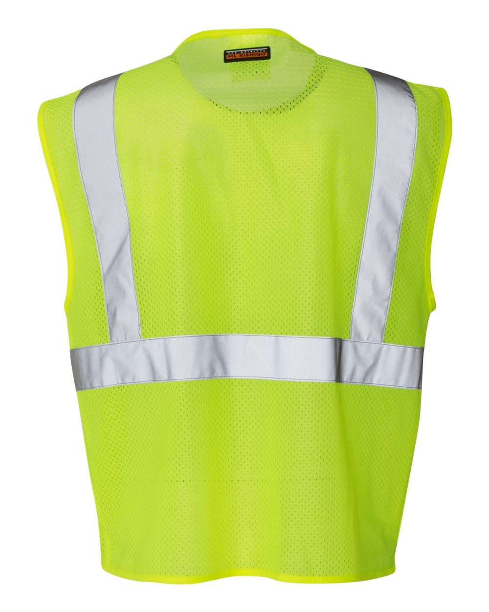 Rear View of Lime Clear ID Vest with Zipper Closure - 1532