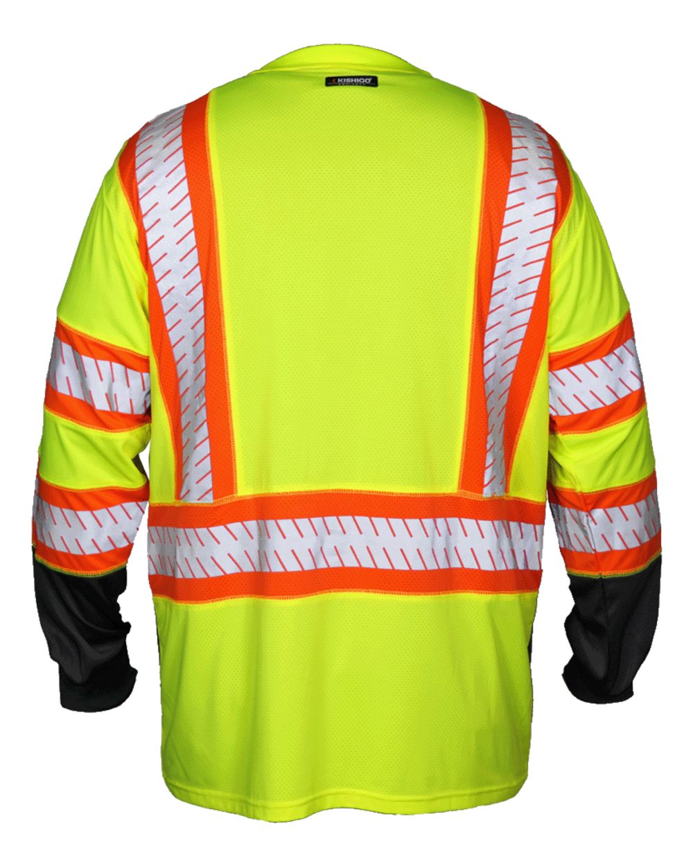 Rear View of Lime DOT Class 3 Long Sleeve T-Shirt - 9181