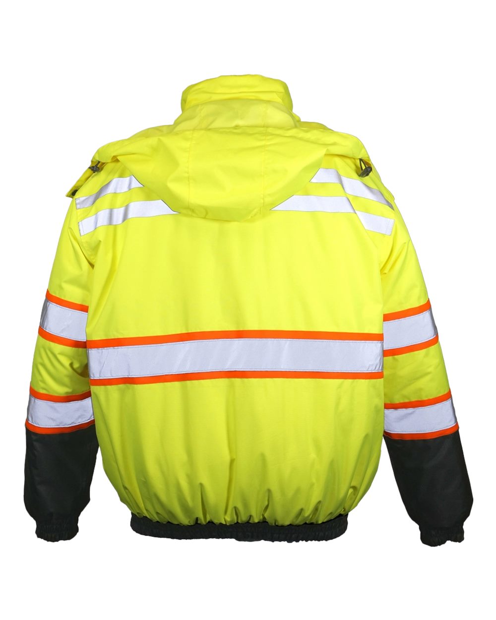 Rear View of Lime Economy Contrast Class 3 Bomber Jacket - JS156