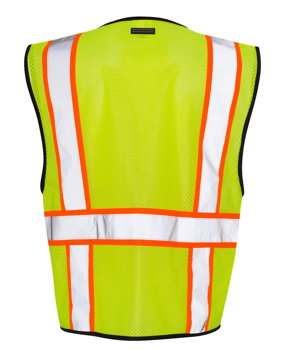 Rear View of Lime Economy Contrasting Vest with Zippered Front - 1527-1528