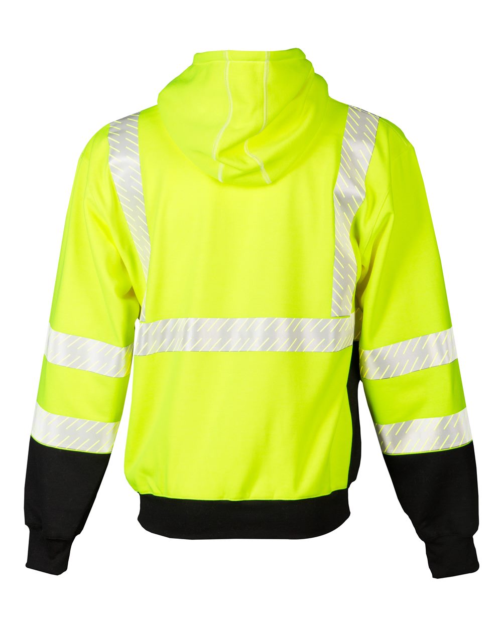 Rear View of Lime FR Full-Zip Hooded Sweatshirt - F507