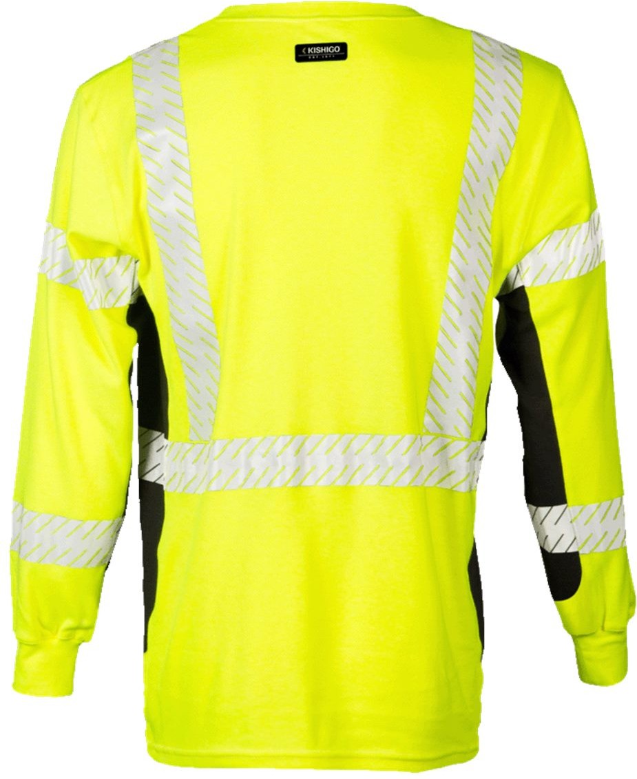 Rear View of Lime FR Long Sleeve T-Shirt - F506