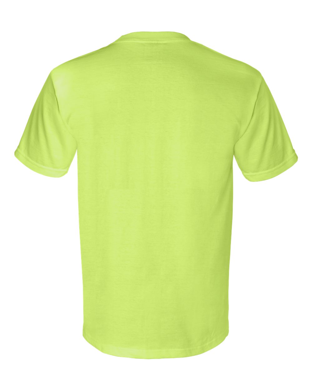 Rear View of Lime Green Union-Made Pocket T-Shirt - 3015