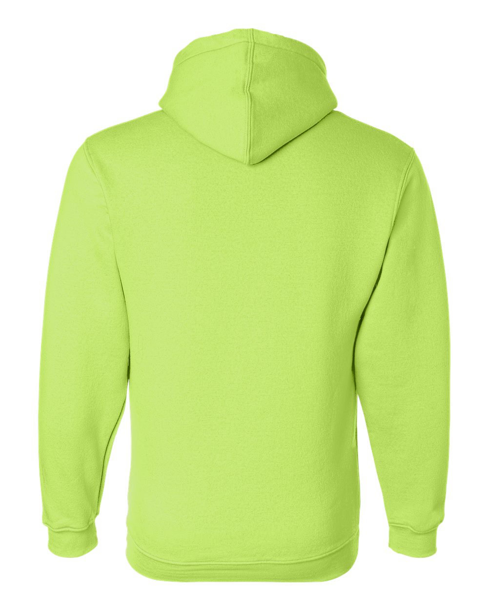 Rear View of Lime Green USA-Made Hooded Sweatshirt - 960