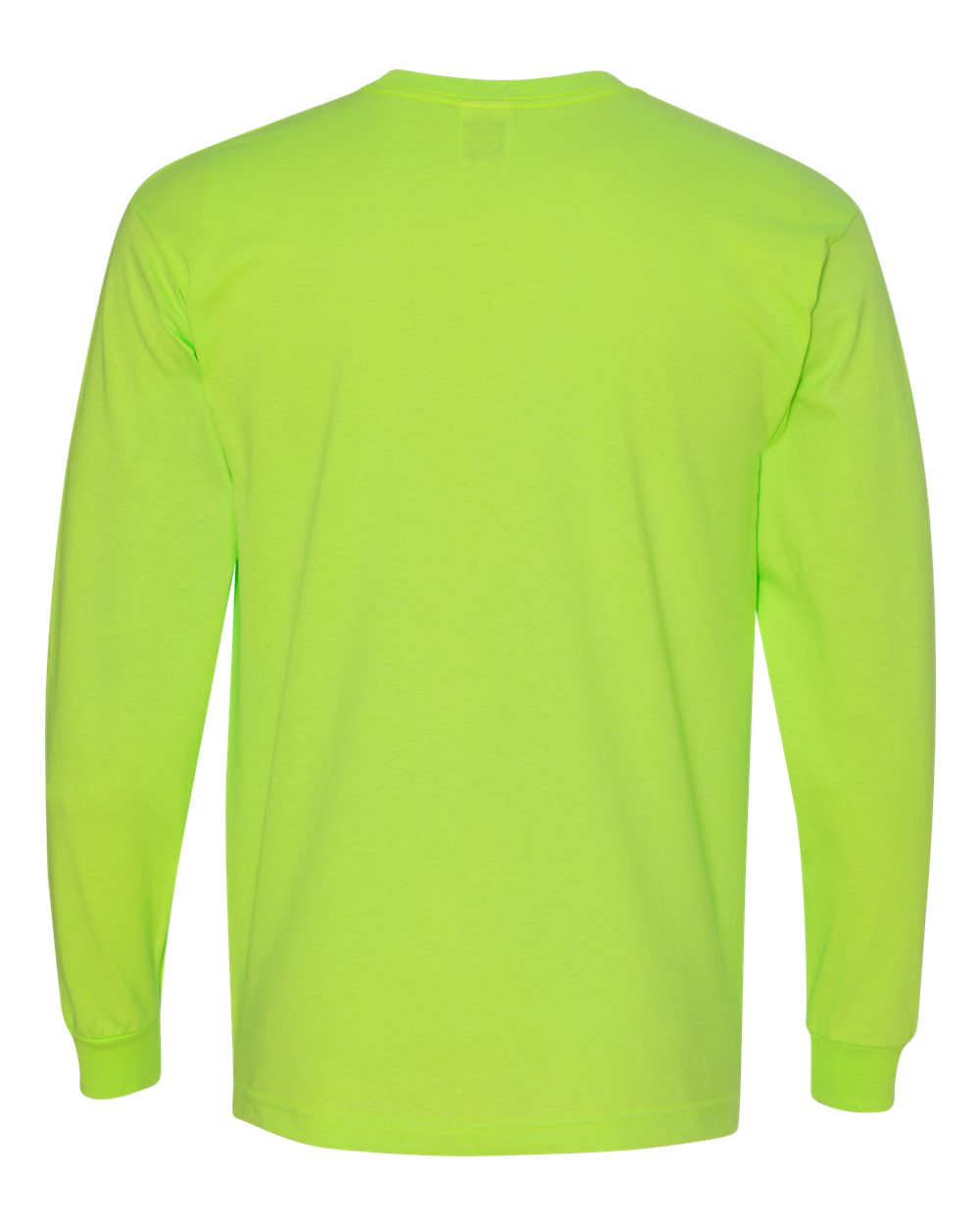 Rear View of Lime Green USA-Made Long Sleeve T-Shirt - 5060