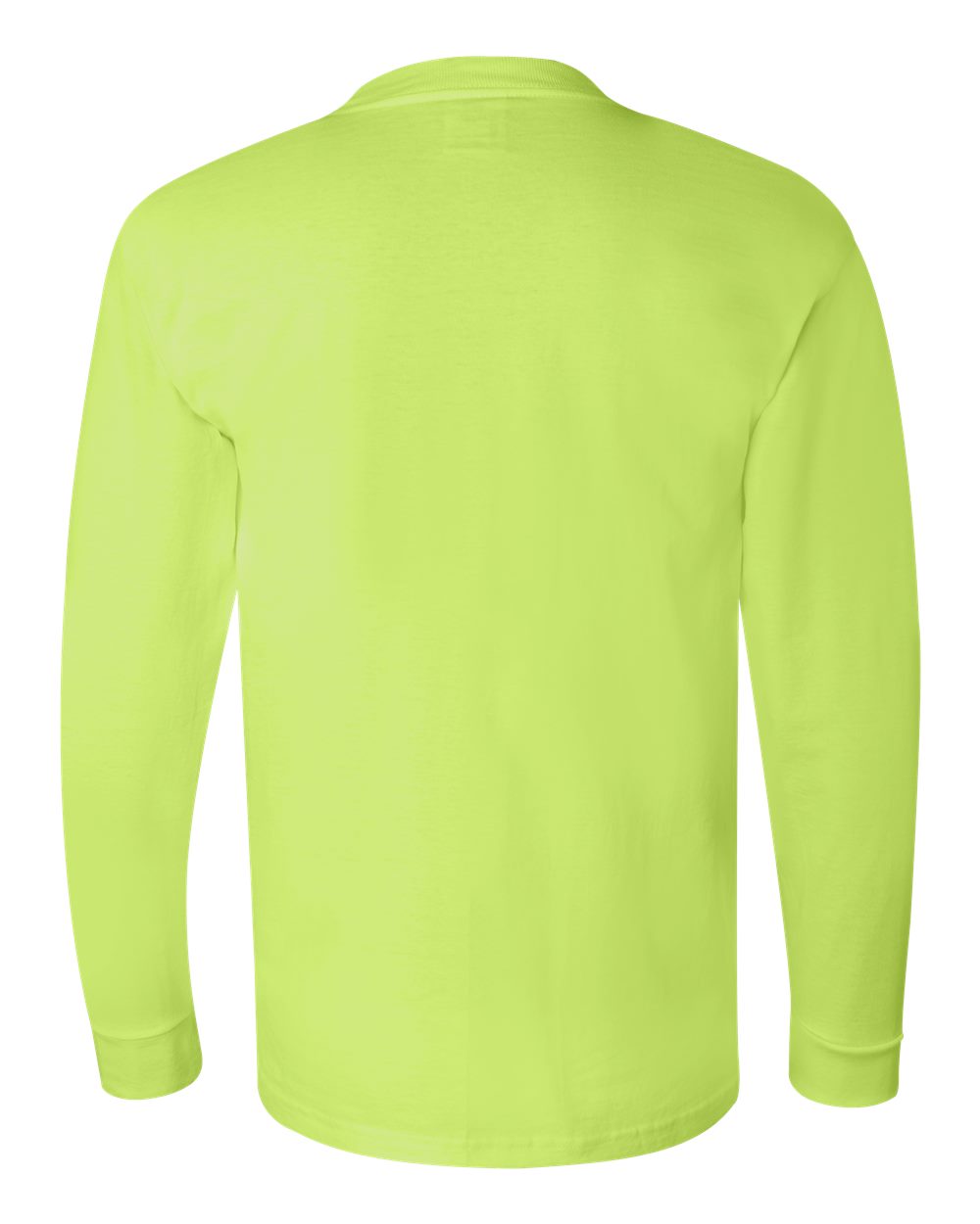 Rear View of Lime Green USA-Made Long Sleeve T-Shirt - 6100