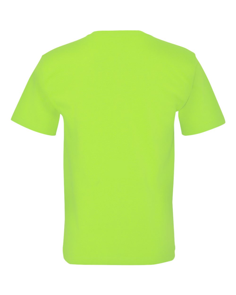 Rear View of Lime Green USA-Made Midweight Pocket T-Shirt - 5070