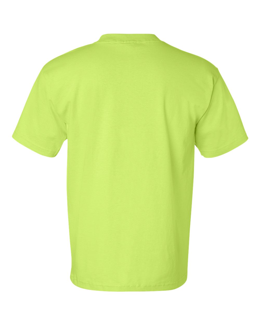 Rear View of Lime Green USA-Made Pocket T-Shirt - 7100