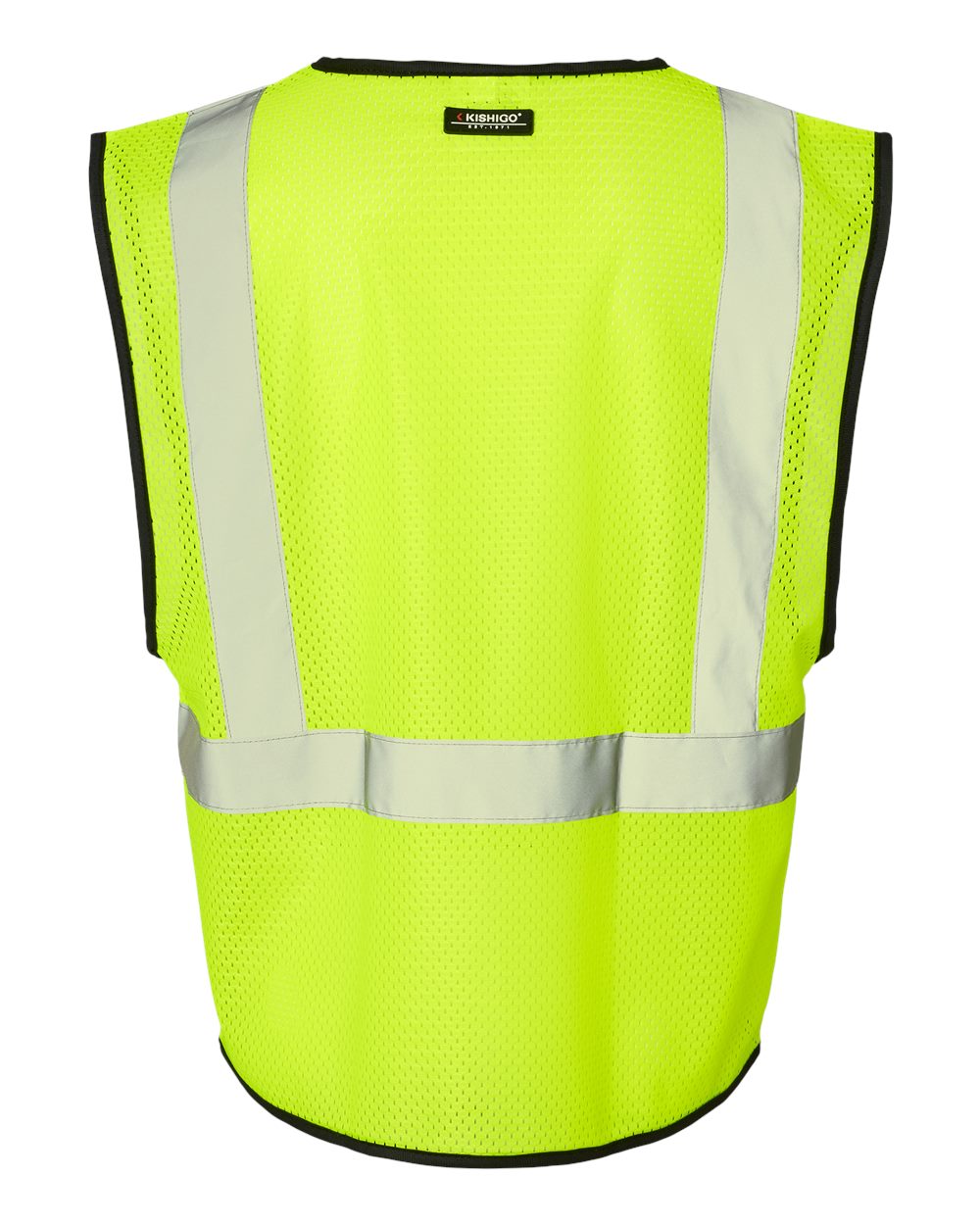 Rear View of Lime Hook-and-Loop Mesh Vest - 1571-1572