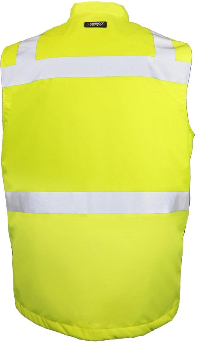 Rear View of Lime Insulated Class 2 Vest - IN400