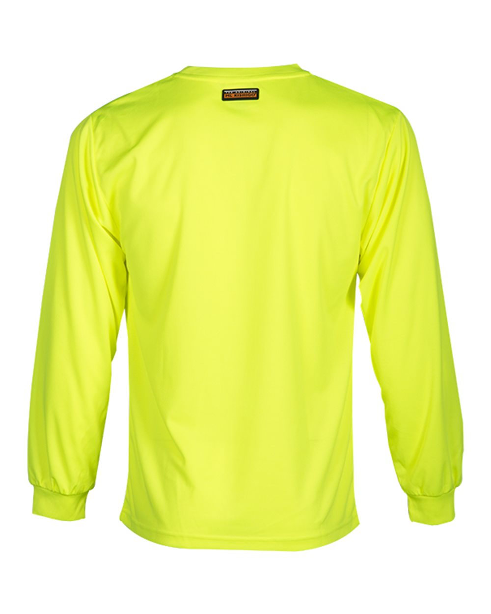 Rear View of Lime Microfiber Polyester Long Sleeve T-Shirt - 9122-9123