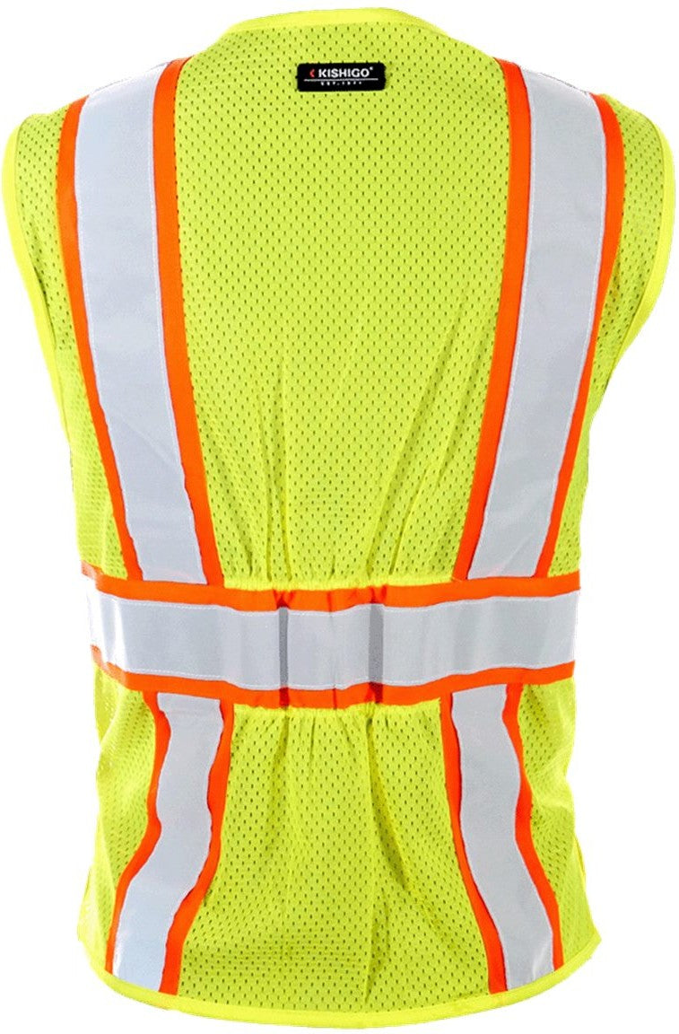 Rear View of Lime/ Orange Women's Standard Vest - 1586