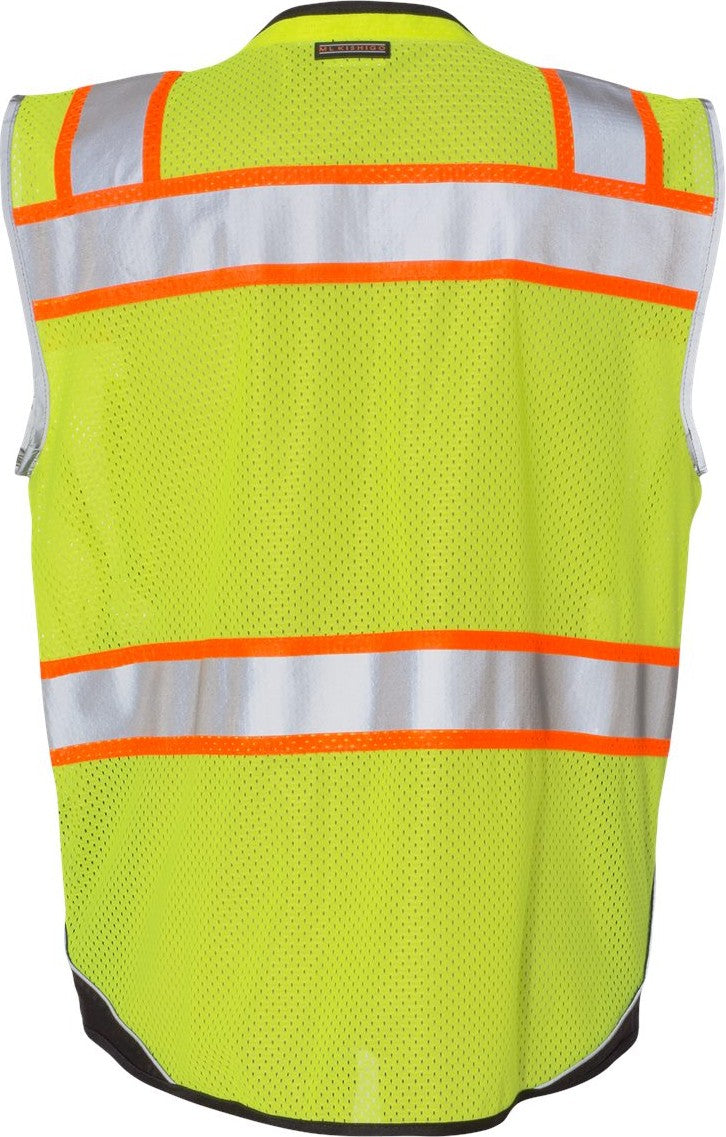 Rear View of Lime Premium Black Series® Black Bottom Class 2 Vest - 1515-1516