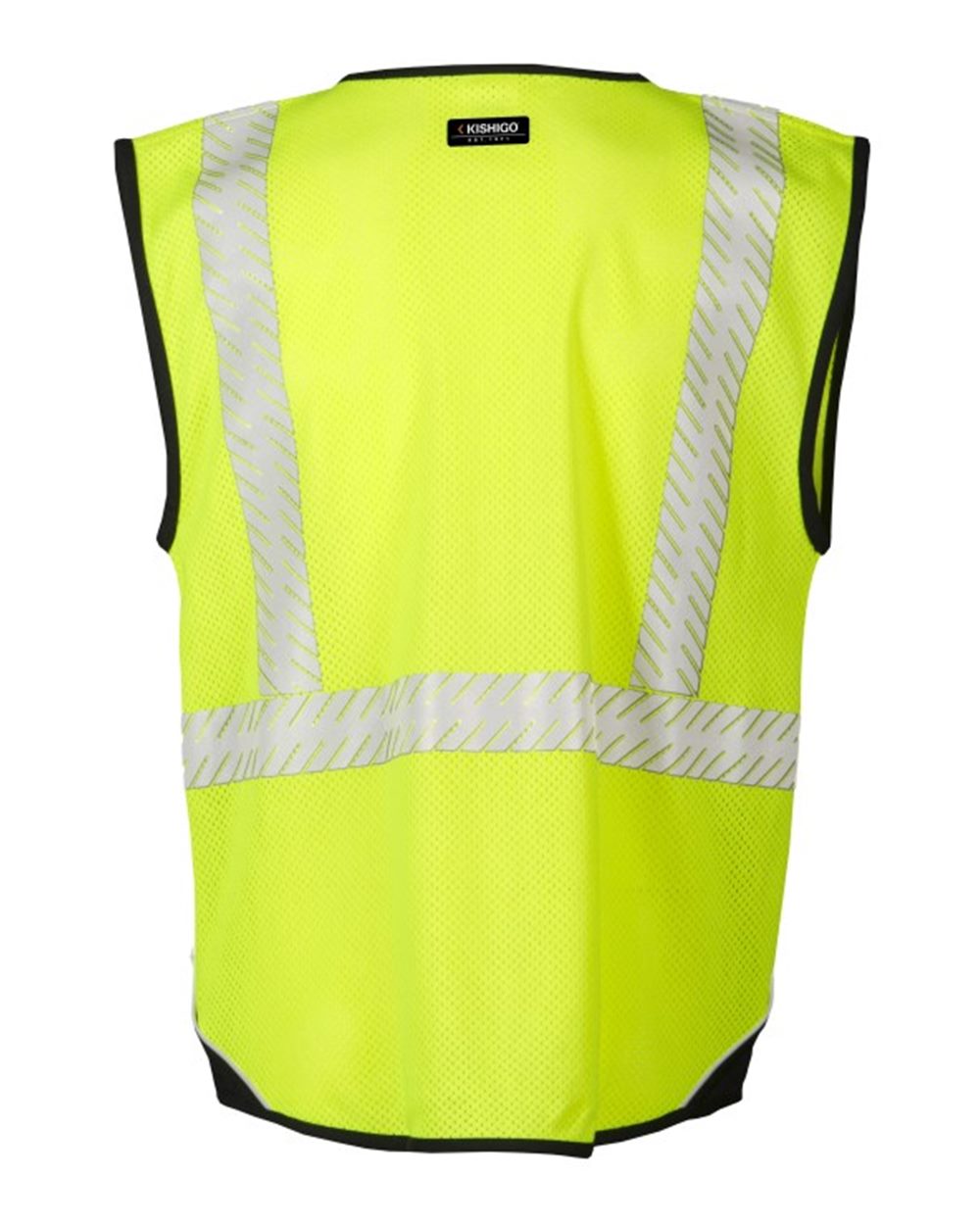 Rear View of Lime Premium Black Series® FR Black Bottom Mesh Vest - FM410