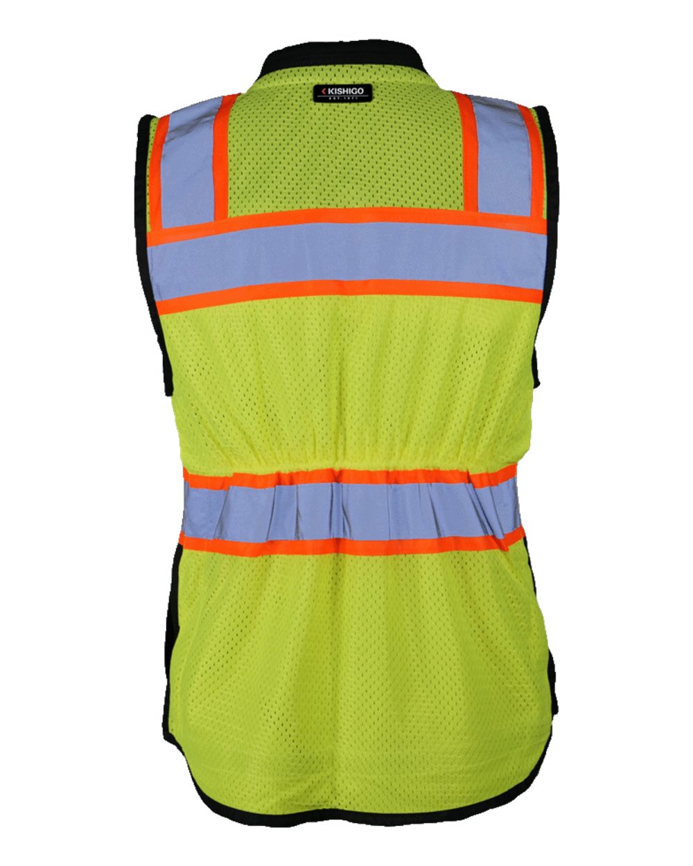 Rear View of Lime Premium Black Series® Women's Heavy Duty Surveyors Vest - S5021-5022