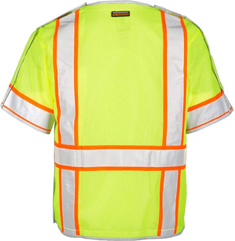 Rear View of Lime Premium Brilliant Series® Breakaway Class 3 Vest - 1552B