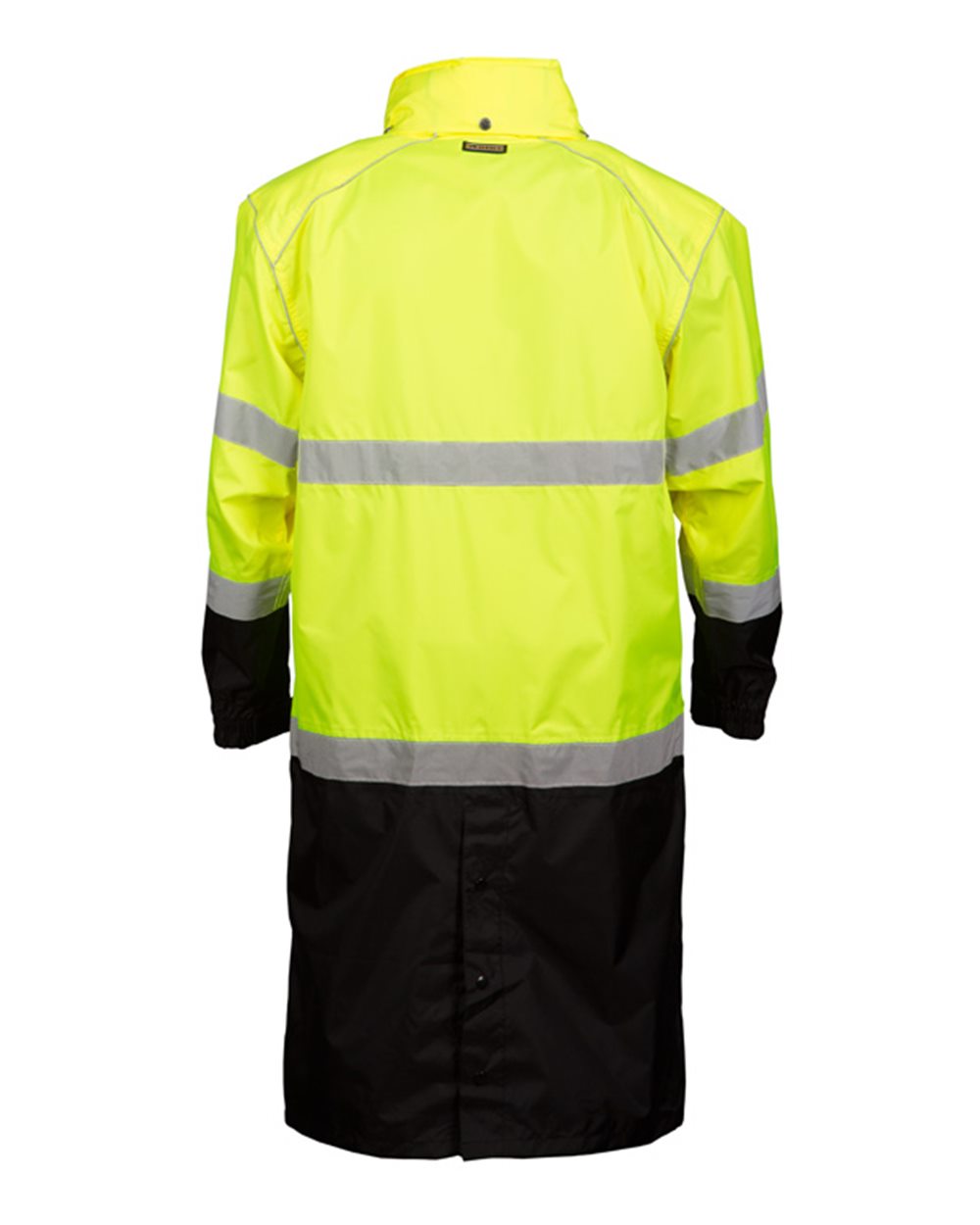Rear View of Lime Premium Brilliant Series® Long Rain Coat - RWJ108-109