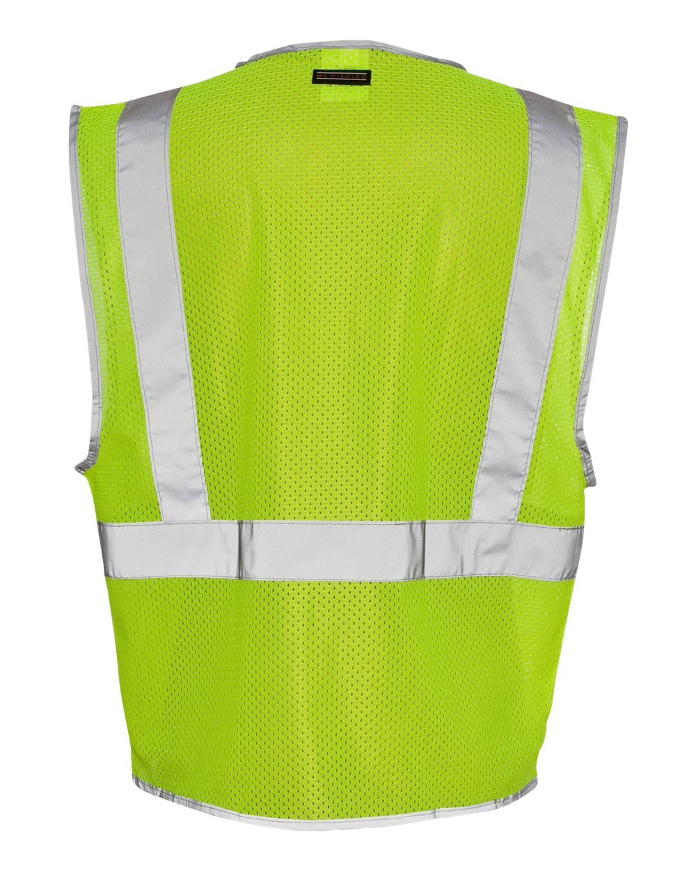 Rear View of Lime Premium Brilliant Series® Three-Pocket Zippered Mesh Vest - 1507