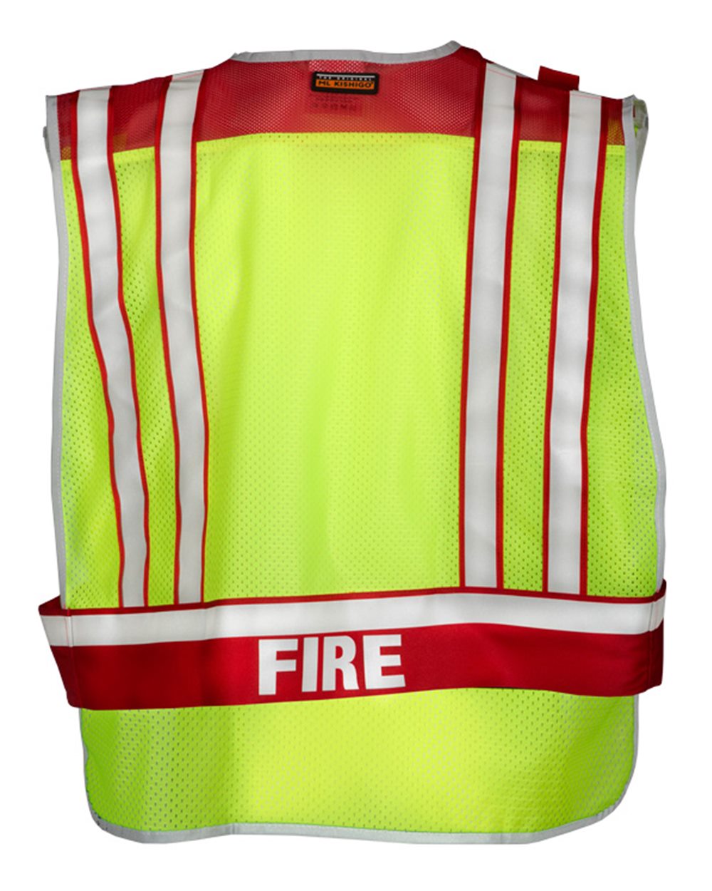 Rear View of Lime/ Red Fire Vest - 4003BV