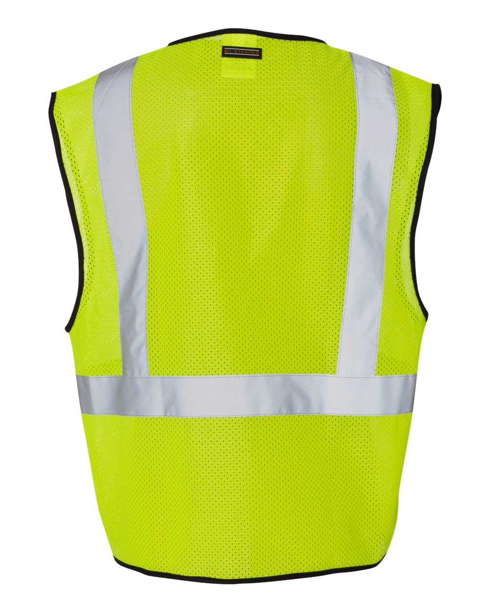 Rear View of Lime Single Pocket Zipper Mesh Class 2 Vest - 1519-1520
