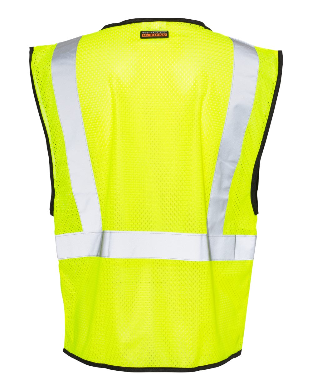 Rear View of Lime Zippered Mesh Economy Class 2 Vest - 1547-1548