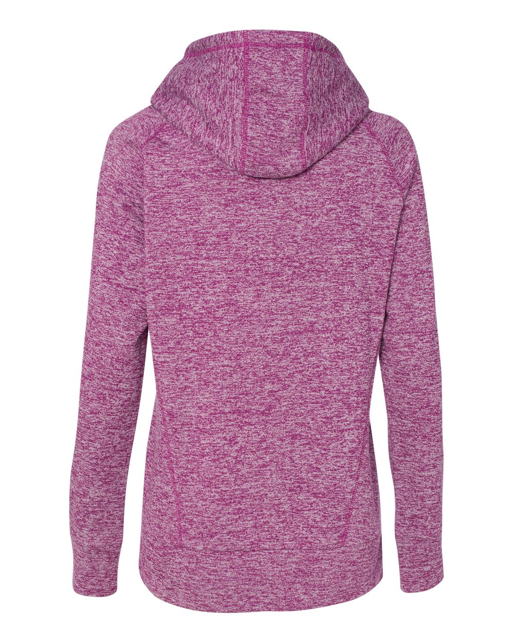 Rear View of Magenta/ Neon Yellow Women’s Cosmic Fleece Hooded Sweatshirt - 8616