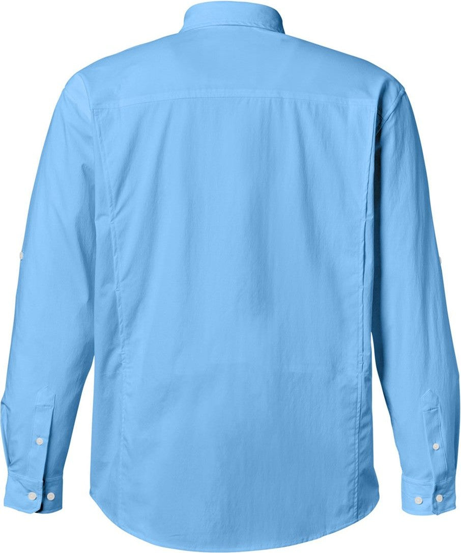 Rear View of Marolina Blue Creekbed Long Sleeve Shirt - H150184