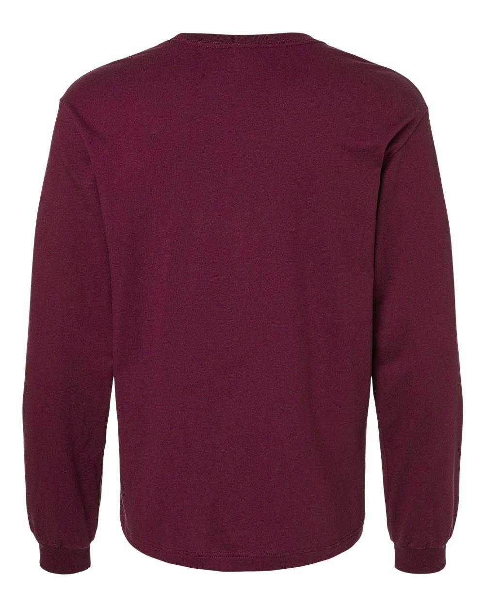 Rear View of Maroon 6 oz. Heavyweight Long Sleeve Tee - 3511