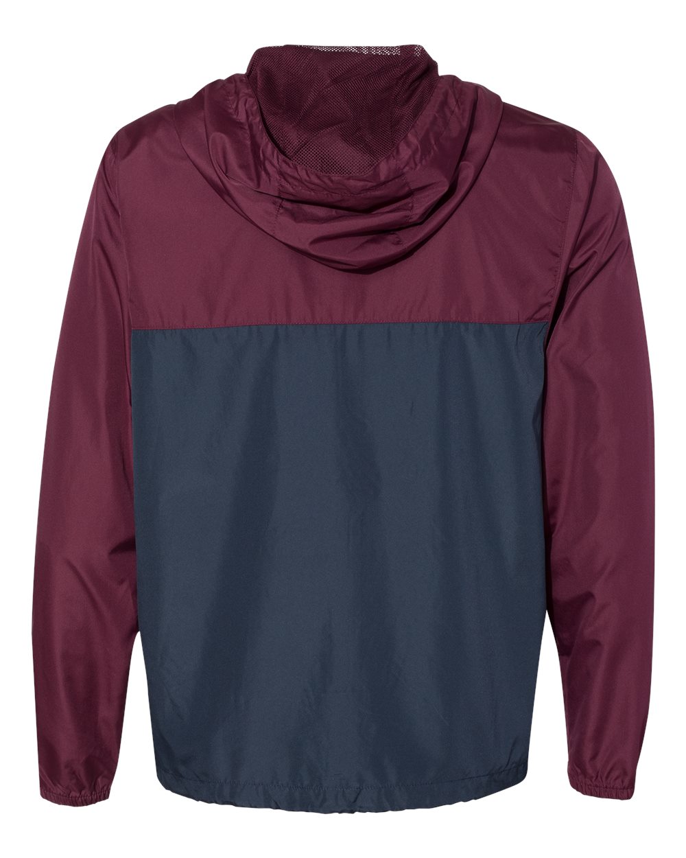 Rear View of Maroon/ Classic Navy Lightweight Windbreaker Full-Zip Jacket - EXP54LWZ