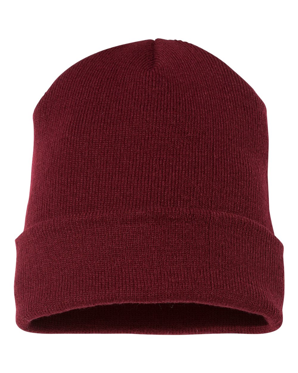Rear View of Maroon Cuffed Beanie - 1501KC