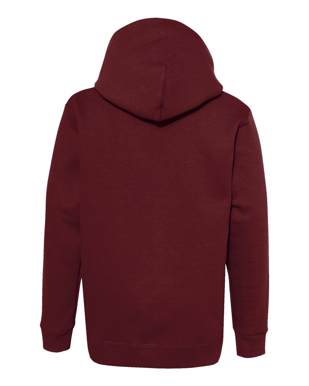 Rear View of Maroon Ecosmart® Youth Hooded Sweatshirt - P473