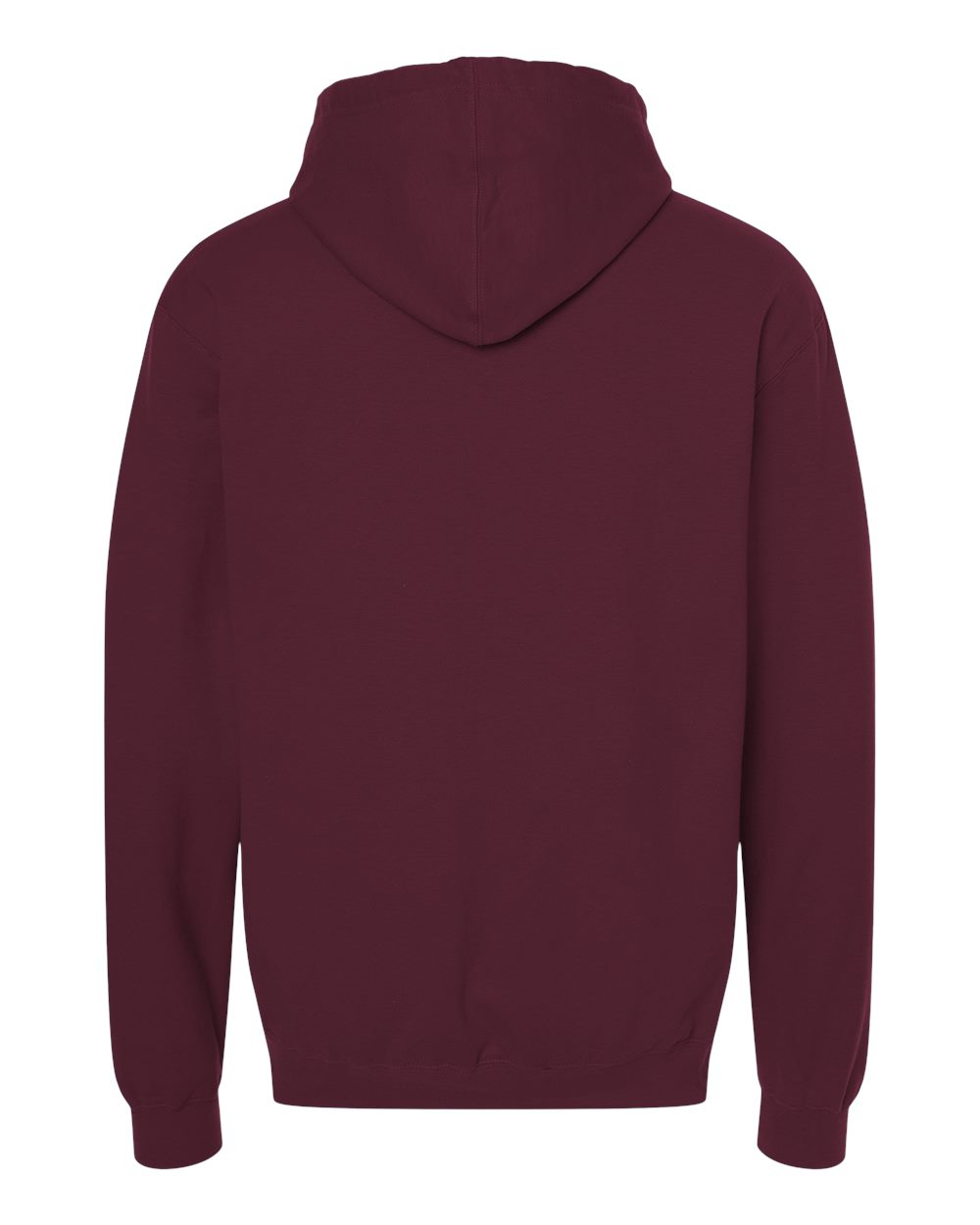 Rear View of Maroon Fleece Hooded Sweatshirt - 320