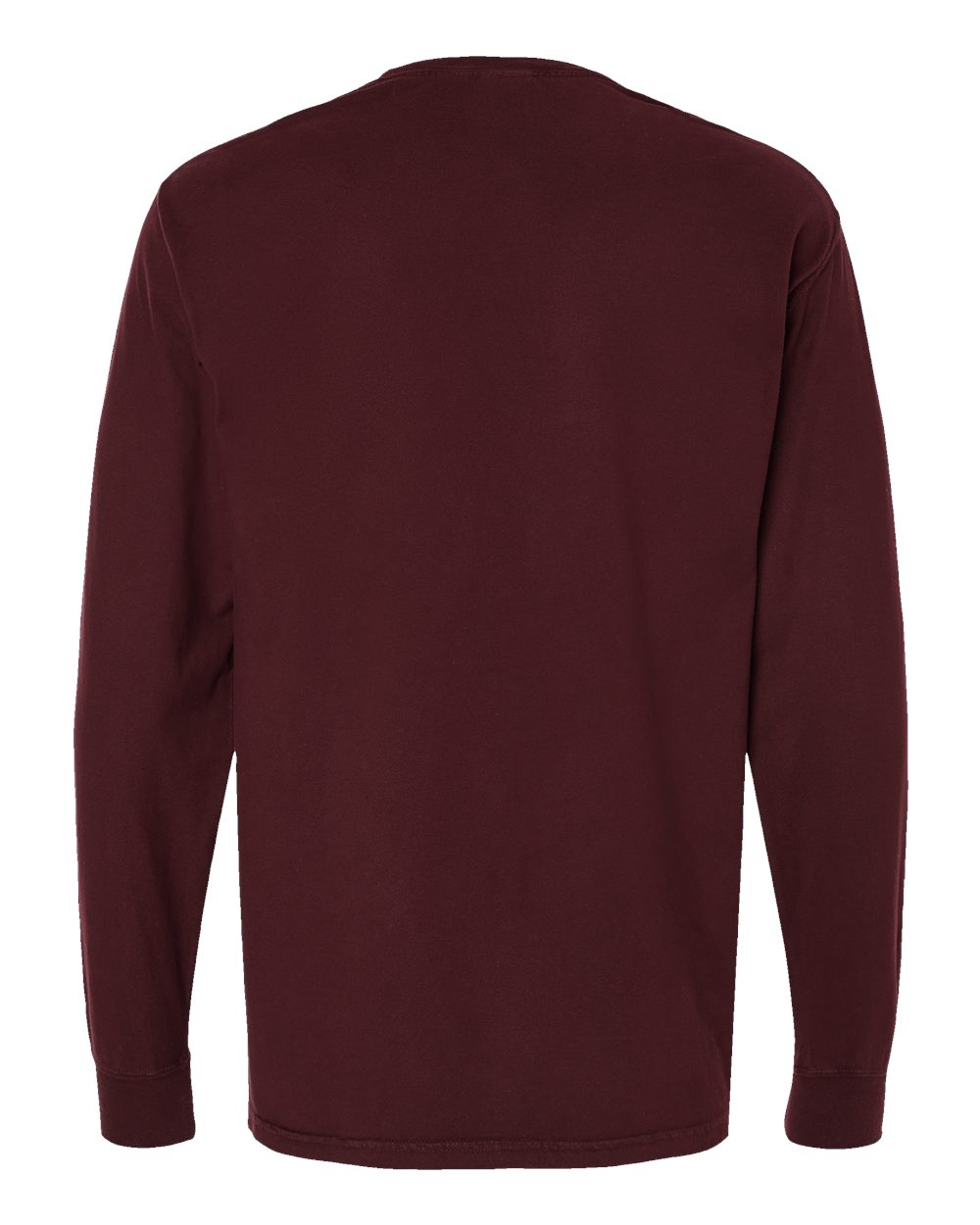 Rear View of Maroon Garment-Dyed Long Sleeve T-Shirt - GDH200